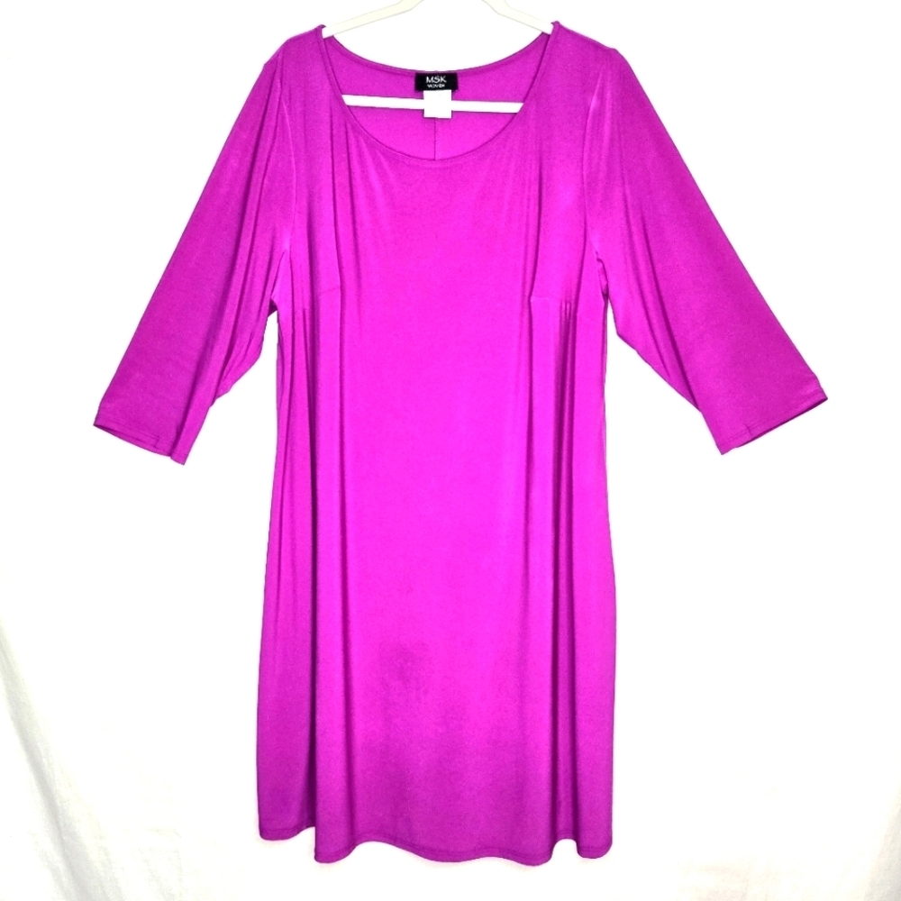 MSK Women Sheath Style Dress. Fuschia 2X